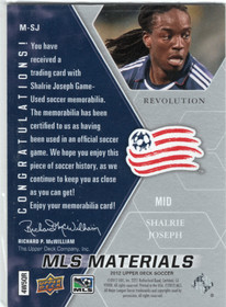 2012 Upper Deck MLS MLS Materials #MSJ Shalrie Joseph MEM