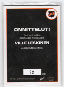 2023-24 Cardset Patch #NNO Ville Leskinen EXCH, MEM, SN100
