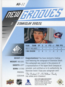2023-24 SP Game Used New Grooves Auto #NG11 Stanislav Svozil AU