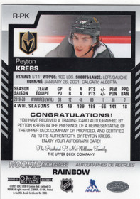 2020-21 O-Pee-Chee Platinum Rookie Autographs Rainbow #RPK Peyton Krebs AU