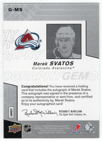 2010-11 Upper Deck Black Diamond Gemography #GMS Marek Svatos AU