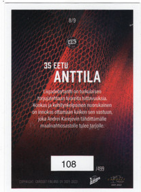 2021-22 Cardset Stone Walls Blue #8 Eetu Anttila SN499