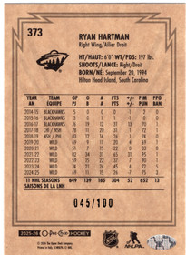 2025-26 O-Pee-Chee Retro Black Border #373 Ryan Hartman /100