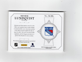 2013-14 Panini Dominion Mammoth Jerseys Patch #MHL Henrik Lundqvist /10