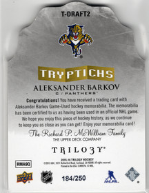 2015-16 Upper Deck Trilogy Tryptichs #TDRAFT2 Aleksander Barkov /250