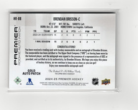 2024-25 Upper Deck Premier Acetate Auto Patch Horizontal Gold #HRBB Brendan Brisson /25