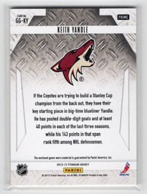 2012-13 Panini Rookie Anthology Titanium Game worn Gear Prime #GGKY Keith Yandle /50