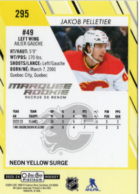2023-24 O-Pee-Chee Platinum Neon Yellow Surge #295 Jakob Pelletier