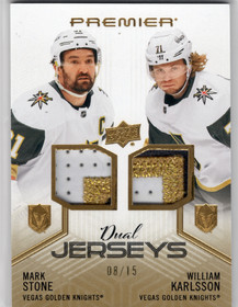 2024-25 Upper Deck Premier Premier Dual Patch #PDSK Mark Stone / William Karlsson /15
