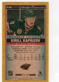 2021-22 O-Pee-Chee O-Pee-Chee Premier Tallboys Yellow Border #P55 Kirill Kaprizov