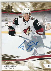 2017-18 Upper Deck Ultimate Collection Autographs Gold #Christian Dvorak /75