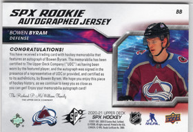 2020-21 SPx Rookie Autograph Jersey #BB Bowen Byram /165