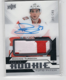 2018-19 Upper Deck Premier Acetate Premier Rookie Autograph Patches #ARDT Dominic Turgeon /249