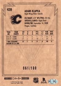 2025-26 O-Pee-Chee Retro Black Border #439 Adam Klapka /100