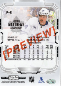 2025-26 O-Pee-Chee 2025-26 O-Pee-Chee Platinum Previews #P2 Auston Matthews