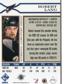 2003-04 Pacific Private Stock Reserve #212 Robert Lang /425