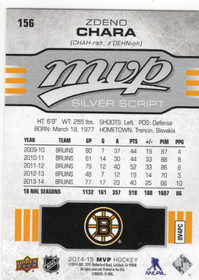 2014-15 Upper Deck MVP Silver Script #156 Zdeno Chara