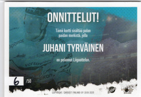 2019-20 Cardset Signature Sensation Game Worn Jersey #NNO Juhani Tyrväinen /50