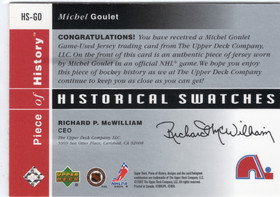2002-03 Upper Deck Piece of History Historical Swatches #HSGO Michel Goulet