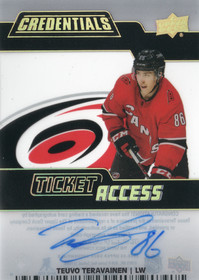 2023-24 Upper Deck Credentials 2022-23 Upper Deck Credentials Update Ticket Access Autographs Acetate #TATT Teuvo Teravainen /25