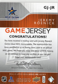 2014-15 Upper Deck Game Jerseys #GJJR Jeremy Roenick