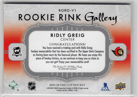 2023-24 Upper Deck The Cup Rookie Rink Gallery Patch #RGRGV1 Ridly Greig /35