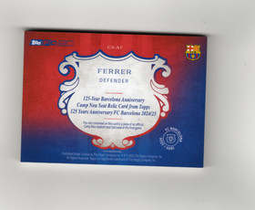 2024-25 Topps FC Barcelona 125th Anniversary Camp Nou Seat Relic Black #CSAF Albert Ferrer /10