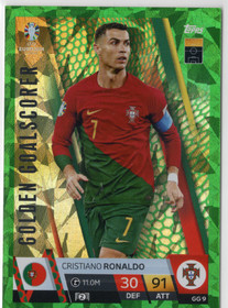 2024 Topps Match Attax UEFA EURO Golden Goalscorer Green Emerald Holograph #GG9 Cristiano Ronaldo