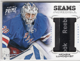 2013-14 Panini Prime Seams Incredible Patch #SIHL Henrik Lundqvist /10