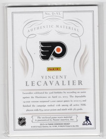2013-14 Panini Dominion Authentic Material #DVL Vincent Lecavalier /99