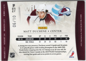 2010-11 Panini Dominion Sapphire #27 Matt Duchene /10
