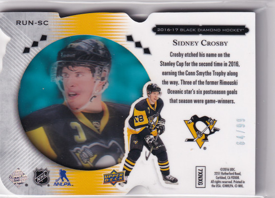  2016-17 Black Diamond Run for the Cup #RUNSC Sidney Crosby /99