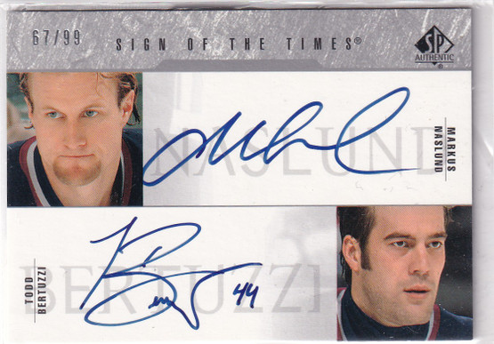  2003-04 SP Authentic Sign of the Times #NB Markus Naslund/Todd Bertuzzi /99