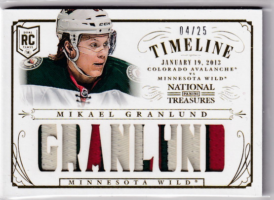  2013-14 Panini National Treasures Rookie Timeline Jerseys Patch  Mikael Granlund/25