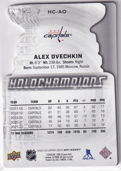  2022-23 SPx HoloChampions Gold #HCAO Alex Ovechkin /35