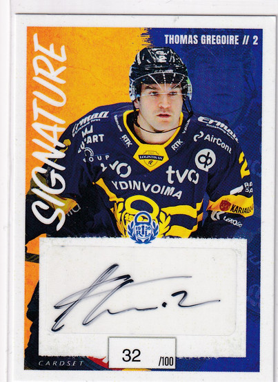 2022-23 Cardset Signature Thomas Gregoire /100