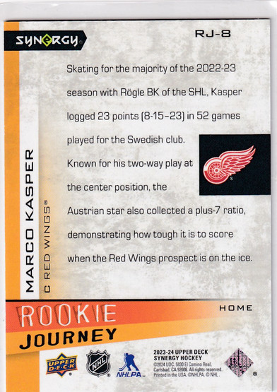  2023-24 Synergy Rookie Journey Away #RJ8 Marco Kasper /999
