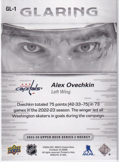  2023-24 Upper Deck Glaring #GL1 Alex Ovechkin