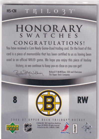  2006-07 Upper Deck Trilogy Honorary Swatches #HSCN Cam Neely