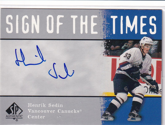  2000-01 SP Authentic Sign of the Times #HS Henrik Sedin