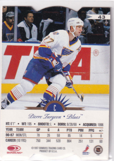  1997-98 Leaf Fractal Matrix Die Cuts #43 Pierre Turgeon BX/400*