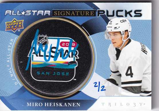  2019-20 Upper Deck Trilogy All Star Signature Pucks All Star Logo #ASPMH Miro Heiskanen /2