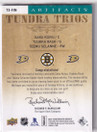 2014-15 Artifacts Tundra Trios Patches Emerald #T3FIN Saku Koivu/Tuukka Rask/Teemu Selanne /18