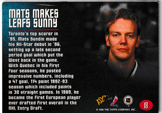  1996 Stadium Club Members Only 50 #18 Mats Sundin