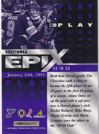  1997-98 Pinnacle Epix Play Purple #18 Brett Hull