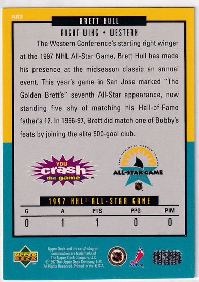  1997 Upper Deck Crash the All-Star Game #AR3 Brett Hull