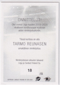 2019-20 Cardset Signature Tarmo Reunanen /125