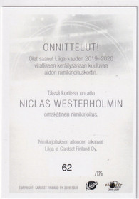 2019-20 Cardset Signature Niclas Westerholm /125