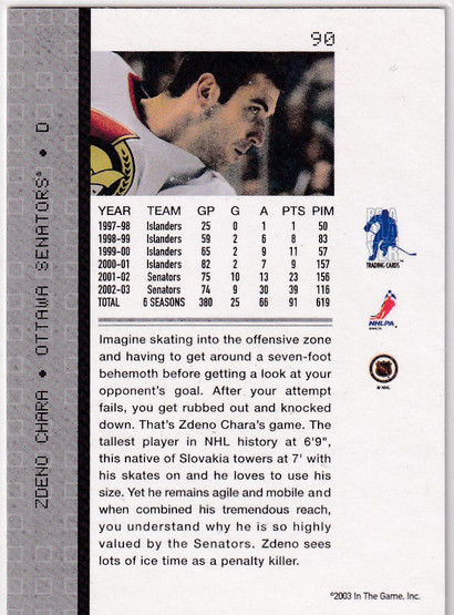  2003-04 BAP Memorabilia Sportsfest #90 Zdeno Chara /10
