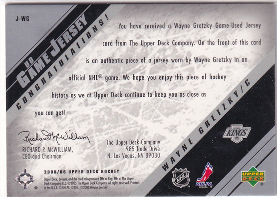  2005-06 Upper Deck Jerseys #JWG Wayne Gretzky SP